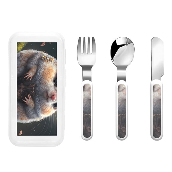Rateoe Cute Fat Ball Branch for Stainless Steel Kids Silverware Set - Child and Toddler Safe Flatware - Children's Knife, Fork And Spoon Set