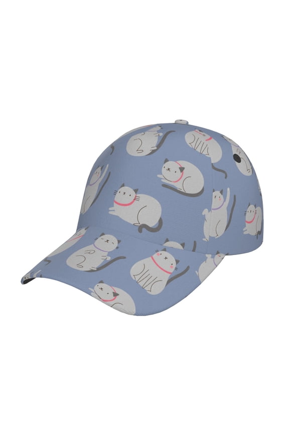 Cute Fat Cat Pattern Baseball Cap Outdoor Cap Mountain Dad Hat - Unstructured Soft Cotton Cap-Adjustable UV Protection Cap