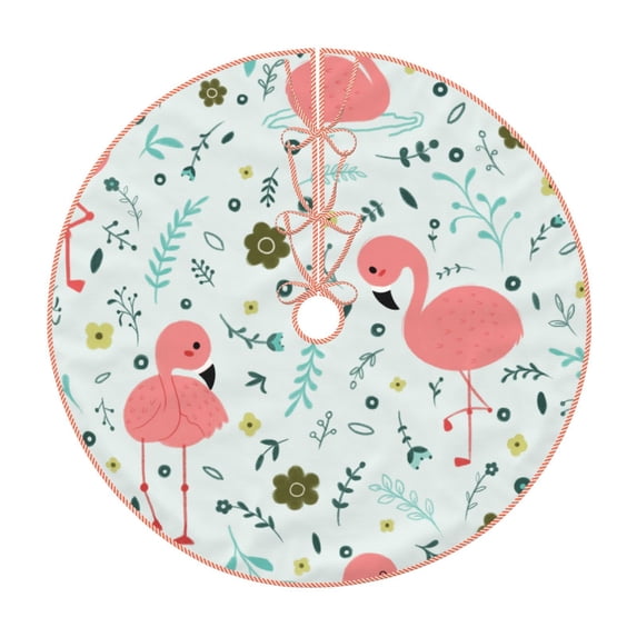 Rateoe Cute Flamingo Pattern Christmas Tree Skirt with Ties , Christmas Tree Decorations, Farmhouse Christmas Decor Xmas Holiday Decorations-48"