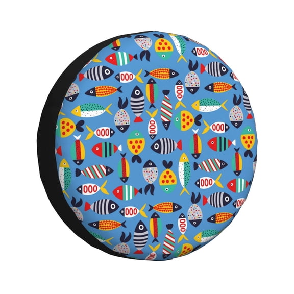 Rateoe Cute Flat Fish Pattern Tire Cover Wheel Protectors Weatherproof Wheel Covers Universal Fit for Trailer Rv SUV Truck Camper Travel Trailers Accessories-16 inch