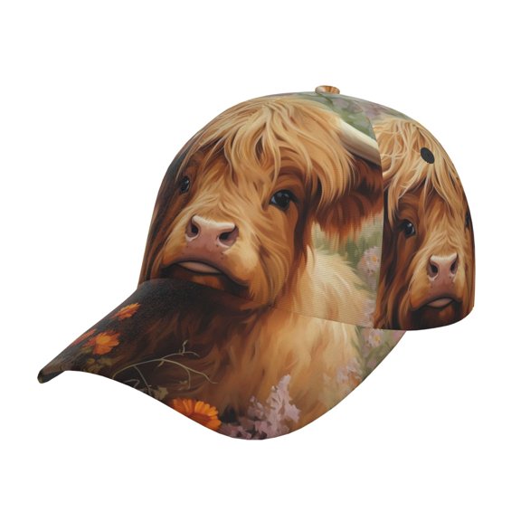 Rateoe Cute Floral Cow Pattern Baseball Cap Outdoor Cap Mountain Dad Hat - Unstructured Soft Cotton Cap-Adjustable UV Protection Cap