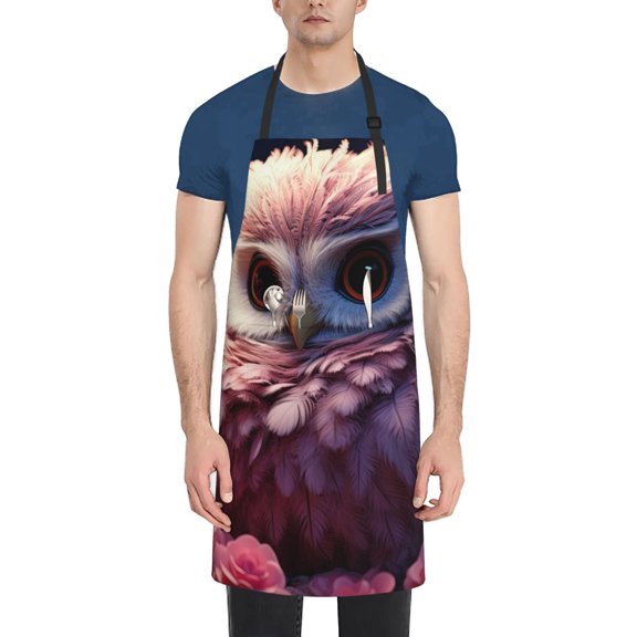 Rateoe Cute Flower Owl Aprons with Pocket,Men Womens Aprons Waterproof Adjustable Cooking Aprons for Kitchen Gardening and Salon