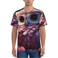 thumbnail image 1 of Rateoe Cute Flower Owl Pattern Men’s Baseball Short Sleeve Polo Shirt, Midweight Men's Shirt Golf Shirt Polo Shirts Quick Dry Short-Large, 1 of 7