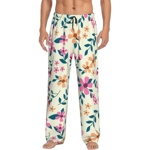 Rateoe Cute Flower Pattern Men’s Ultra-Soft Comfy Pajama Lounge Pants Sleepwear,Comfortable Lounge Wear,lightweight Pajamas, Casual Home Wear-Small