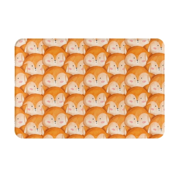 Rateoe Cute Fox Faces Pattern Pattern Flannel Door Mat Indoor Outdoor Entrance, Waterproof All-Weather Doormat,Fade Resistant, Low Profile Entryway Mat 16x24in