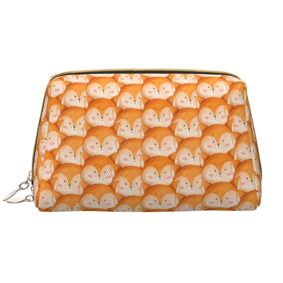 Rateoe Cute Fox Faces Pattern for Travel Makeup Bag,Large Capacity Cosmetic Bags for Women,Waterproof Portable Pouch Open Flat Toiletry Bag Make up Organizer