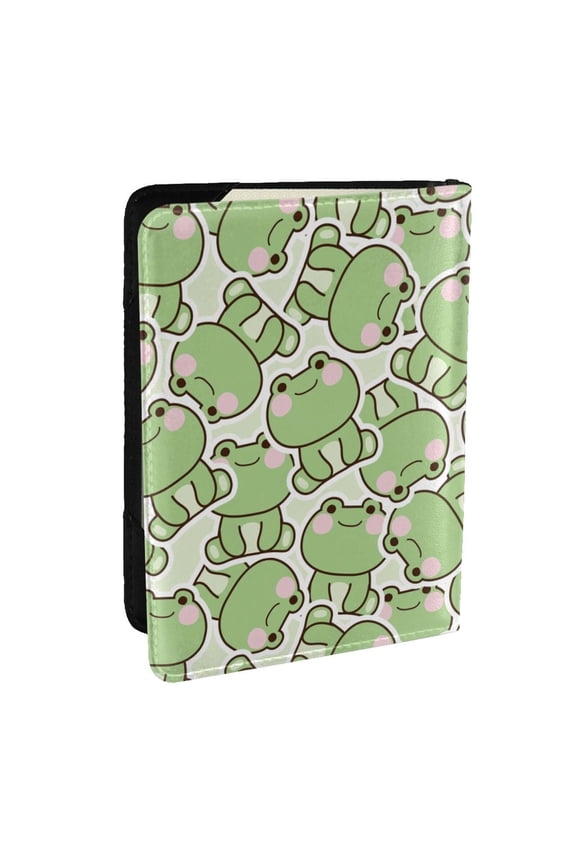 Cute Frog Pattern Passport Holder Wallet Leather Mulit-purpose Travel Wallet Credit Cards Case ,Passport Cover for Women Men-6.5 in