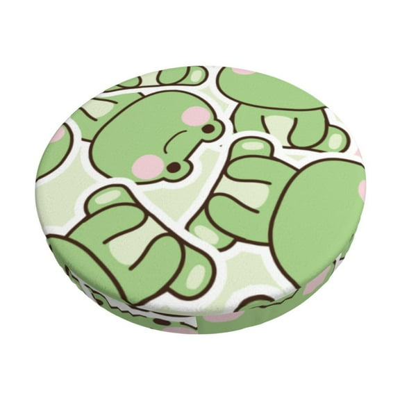 Rateoe Cute Frog Pattern Round Bar Stool Seat Covers,Washable Stool Cushion Slipcover Elastic Bar Chair Covers for 12-14 Inch Chair -13 inch
