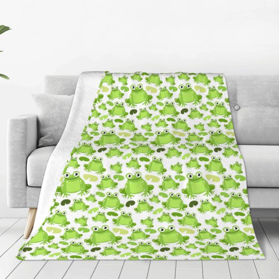 Rateoe Cute Frogs Print Fuzzy Fleece Throw Blanket Extra Large,Super Soft,Fluffy and Warm Blankets for Couch,Bed,All Season Use (40"x30")
