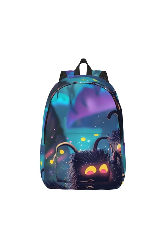 Cute Fuzzy Fantasy Creatures Pattern Canvas College Laptop Backpack,Travel Daypack,Durable Rucksack Travel Notebook Bag School Backpack Book Bag for Men Women-