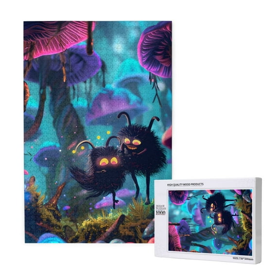 Rateoe Cute Fuzzy Fantasy Creatures Pattern Wooden Picture Puzzle ,1000 Piece Jigsaw Puzzle ,Family Fun Puzzle, Home Dcor Puzzle, Gift Puzzle(Vertical style)
