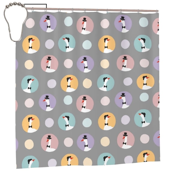 Rateoe Cute Geese Shower Curtain - Fancy Bathroom Shower Curtain Sets - Waterproof Shower Curtain with Hooks with 12 Plastic Hooks 72x72 Inches