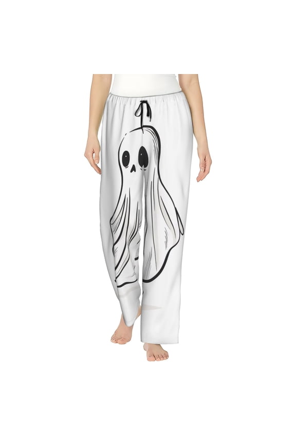 Cute Ghost Simple Drawing Pattern Women’s Ultra-Soft Comfy Pajama Lounge Pants Sleepwear,Comfortable Lounge Wear,lightweight Pajamas, Casual Home Wear-Large