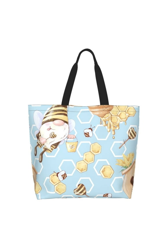 Cute Gnome Bee Collects Honey Tote Bag - Waterproof Lightweight Handbags Travel Shoulder Bag for Hiking Yoga Gym Swimming Travel Beach