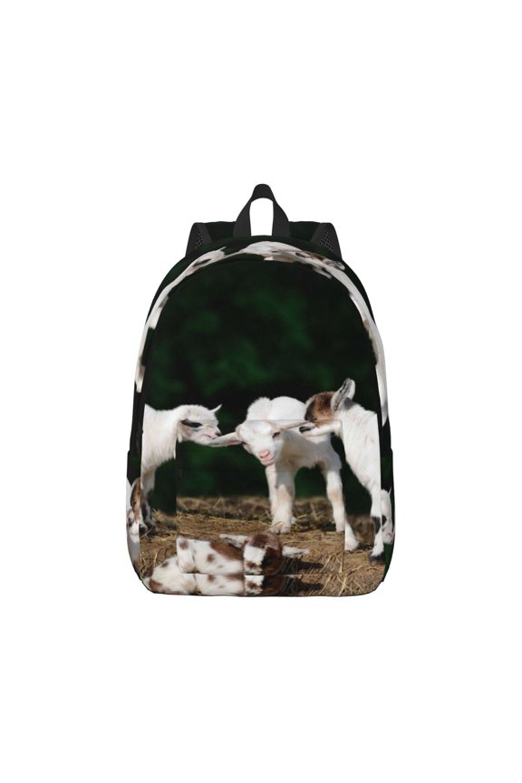 Cute Goat Baby Pattern Canvas College Laptop Backpack,Travel Daypack,Durable Rucksack Travel Notebook Bag School Backpack Book Bag for Men Women-Small