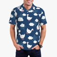 thumbnail image 1 of Rateoe Cute Goose On Blue Sky Pattern Men's Short Sleeve Polo Shirts, Golf Polo Shirts Short Sleeve Performance Moisture Wicking Dry-Small, 1 of 6