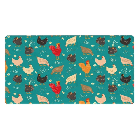 Rateoe Cute Hens And Rooster Print Mouse Pad - Extended Large Gaming Mousepad,Non-Slip Stitched Edge,16x29.5 Inch