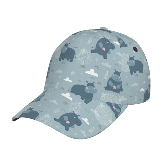 Rateoe Cute Hippopotamus Pattern Baseball Cap Outdoor Cap Mountain Dad Hat - Unstructured Soft Cotton Cap-Adjustable UV Protection Cap