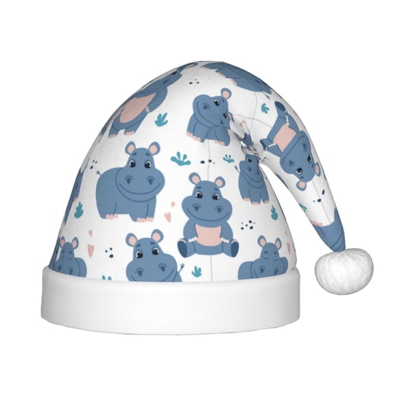 Rateoe Cute Hippos Santa Hat Confortable Christmas Hat for Christmas Party Favors Fit for Kids