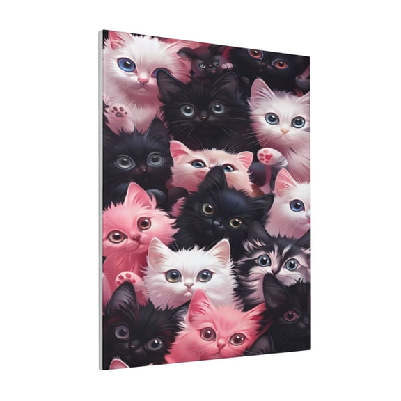 Rateoe Cute Kittens Group Portrait Pattern Decorative Picture – Unique Modern Wall Art, Ready-to-Hang Canvas Print for Home (Vertical)