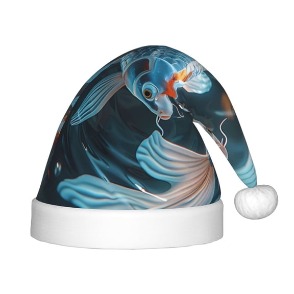 Rateoe Cute Koi Fish Serenity Santa Hat Confortable Christmas Hat for Christmas Party Favors Fit for Kids