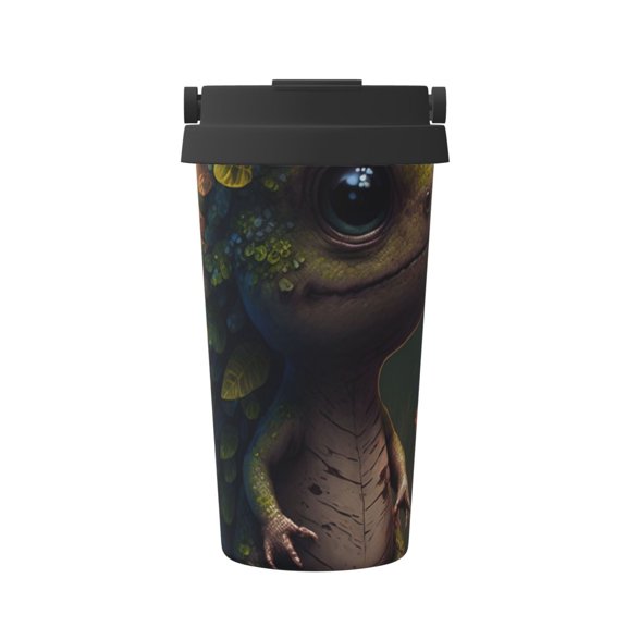 Rateoe Cute Leaf Animal Pattern Travel Coffee Mug Tumbler with Flip Lid | Reusable Insulated Stainless Steel Cold Brew Iced Coffee Cup Thermos