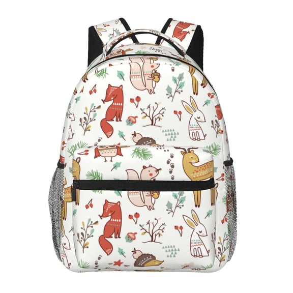 Rateoe Cute Little Animals Pattern Casual Backpack for School, Work, Travel – Adjustable Straps, Multiple Compartments – Ergonomic Design, Fits Laptops and Tablets