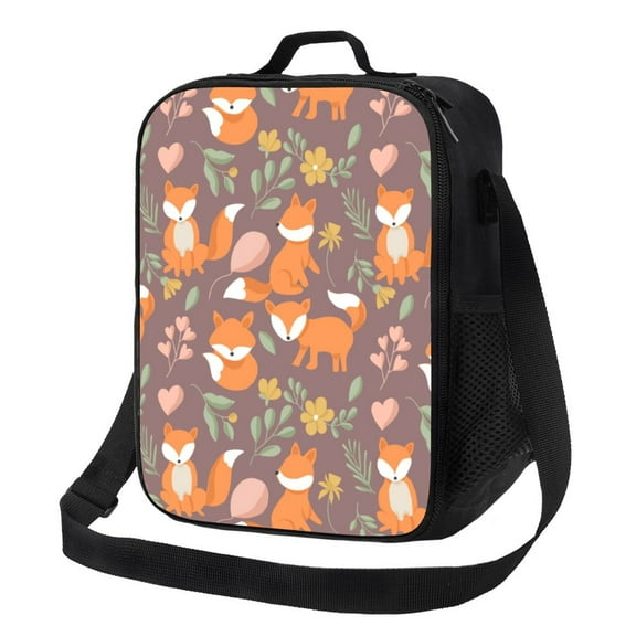 Rateoe Cute Little Fox Lunch Bag Reusable Lunch Box with Shoulder Straps for Men Women Insulated Portable Lunchbox for adults Suitable for School Work Picnic