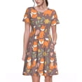 thumbnail image 1 of Rateoe Cute Little Fox Pattern Women’s Short Sleeve Dress – Casual Elegant Summer A-Line Dress for Everyday Wear, 1 of 6