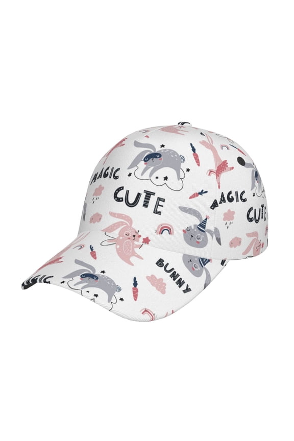 Cute Magic Bunny Pattern Baseball Cap Outdoor Cap Mountain Dad Hat - Unstructured Soft Cotton Cap-Adjustable UV Protection Cap