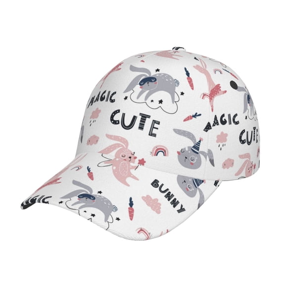 Rateoe Cute Magic Bunny Pattern Men’s Baseball Cap – Adjustable Curved Brim Hat, Soft Cotton Sports Cap for Outdoor, Casual, and Everyday Wear, Comfortable & Breathable