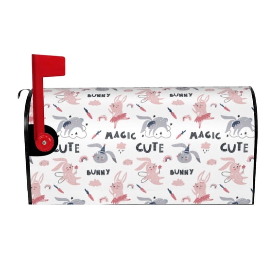 Rateoe Cute Magic Bunny Printed Mailbox Covers - Easy to Install Fall, Winter, Spring, Summer Mailbox Cover - Weather and UV-Resistant Mailbox Decor - Mailbox Magnetic Covers-21x18 in