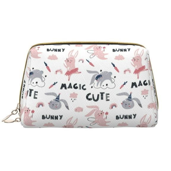 Rateoe Cute Magic Bunny for Travel Makeup Bag,Large Capacity Cosmetic Bags for Women,Waterproof Portable Pouch Open Flat Toiletry Bag Make up Organizer