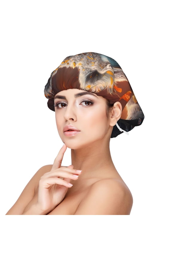 Cute Maple Leaf Koala Pattern Silk Satin Hair Bonnet for Sleeping, Adjustable Sleep Cap Turban for Women , Curly Straight Hair Long Large Braid