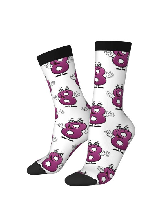 Cute Number 8 for Women Casual Calf Socks - Cute Crew Socks - Thin Soft Above Ankle Socks Size 5-11
