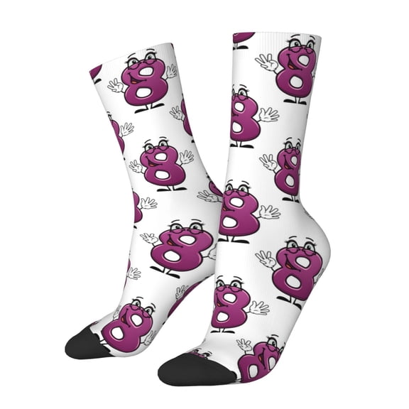 Rateoe Cute Number 8 for Women Casual Calf Socks - Cute Crew Socks - Thin Soft Above Ankle Socks Size 5-11