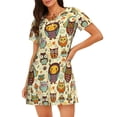 thumbnail image 1 of Rateoe Cute Owls Print Women’s Nightdress – Cozy Cotton Short-sleeved Sleep Shirt, Loose-Fit Sleepwear, Perfect for Relaxing and Sleeping, 1 of 6