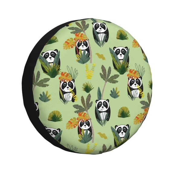 Rateoe Cute Panda Bear In Greenery Forest Pattern Tire Cover Wheel Protectors Weatherproof Wheel Covers Universal Fit for Trailer Rv SUV Truck Camper Travel Trailers Accessories-
