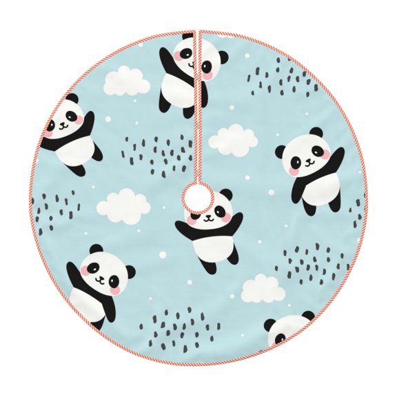 Rateoe Cute Panda Bear Pattern Christmas Tree Skirt with Ties , Christmas Tree Decorations, Farmhouse Christmas Decor Xmas Holiday Decorations-30"