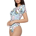 thumbnail image 1 of Rateoe Cute Panda Bear Printed Women Rash Guard Short Sleeve,Tummy control Swimsuit Surfing Swimsuit Bathing Suit Short-sleeved Onesie UPF 50+, 1 of 6