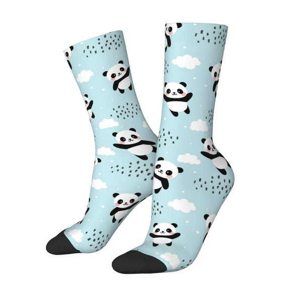 Rateoe Cute Panda Bear for Women Casual Calf Socks - Cute Crew Socks - Thin Soft Above Ankle Socks Size 5-11
