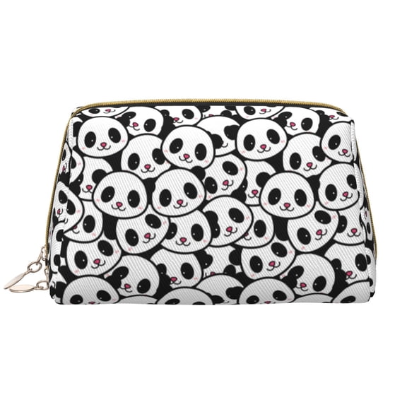 Rateoe Cute Panda Face for Travel Makeup Bag,Large Capacity Cosmetic Bags for Women,Waterproof Portable Pouch Open Flat Toiletry Bag Make up Organizer