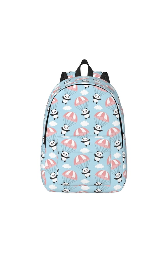 Cute Panda Flying in the Sky Pattern Canvas College Laptop Backpack,Travel Daypack,Durable Rucksack Travel Notebook Bag School Backpack Book Bag for Men Women-Medium
