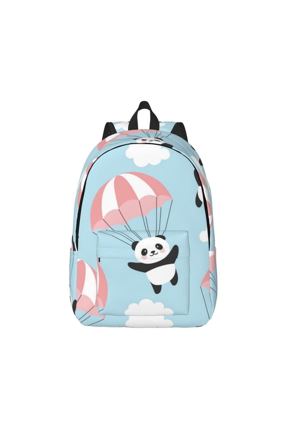 Cute Panda Flying in the Sky Pattern Canvas College Laptop Backpack,Travel Daypack,Durable Rucksack Travel Notebook Bag School Backpack Book Bag for Men Women-Medium