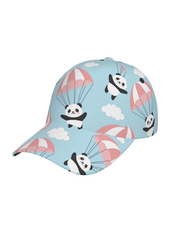 Cute Panda Flying in the Sky Pattern Mens Baseball Cap Adjustable Curved Brim Hat, Soft Cotton Sports Cap for Outdoor, Casual, and Everyday Wear, Comfortable & Breathable