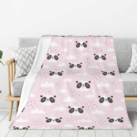 Rateoe Cute Panda Pattern Flannel Throw Blanket, Ultra-soft Blanket for Bed, Couch, Car, Hypoallergenic Anti-pilling blanket-60"x50"(Vertical)