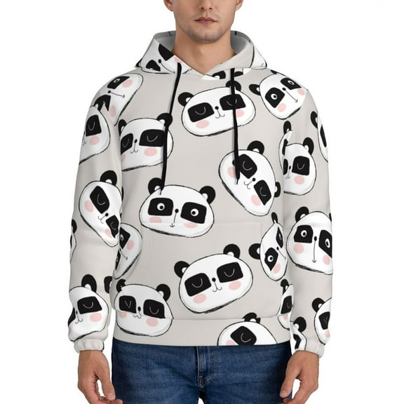 Rateoe Cute Panda Pattern Mens Hoodie, Pullover Hooded Sweatshirt, Kangaroo Pocket Hoodie Ideal for Daily Wear, Travel and Home-4X-Large