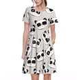 thumbnail image 1 of Rateoe Cute Panda Pattern Women’s Short Sleeve Dress – Casual Elegant Summer A-Line Dress for Everyday Wear, 1 of 6