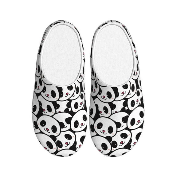 Rateoe Cute Panda Print Women's Men's Cotton Knit Slippers Lightweight Memory Foam Indoor House Shoes with Anti-Skid Sole-46/47