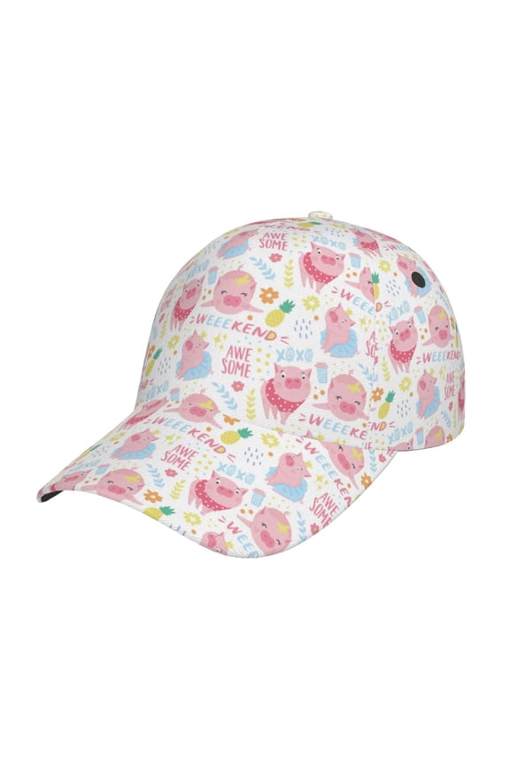 Cute Pig Pattern Baseball Cap Outdoor Cap Mountain Dad Hat - Unstructured Soft Cotton Cap-Adjustable UV Protection Cap